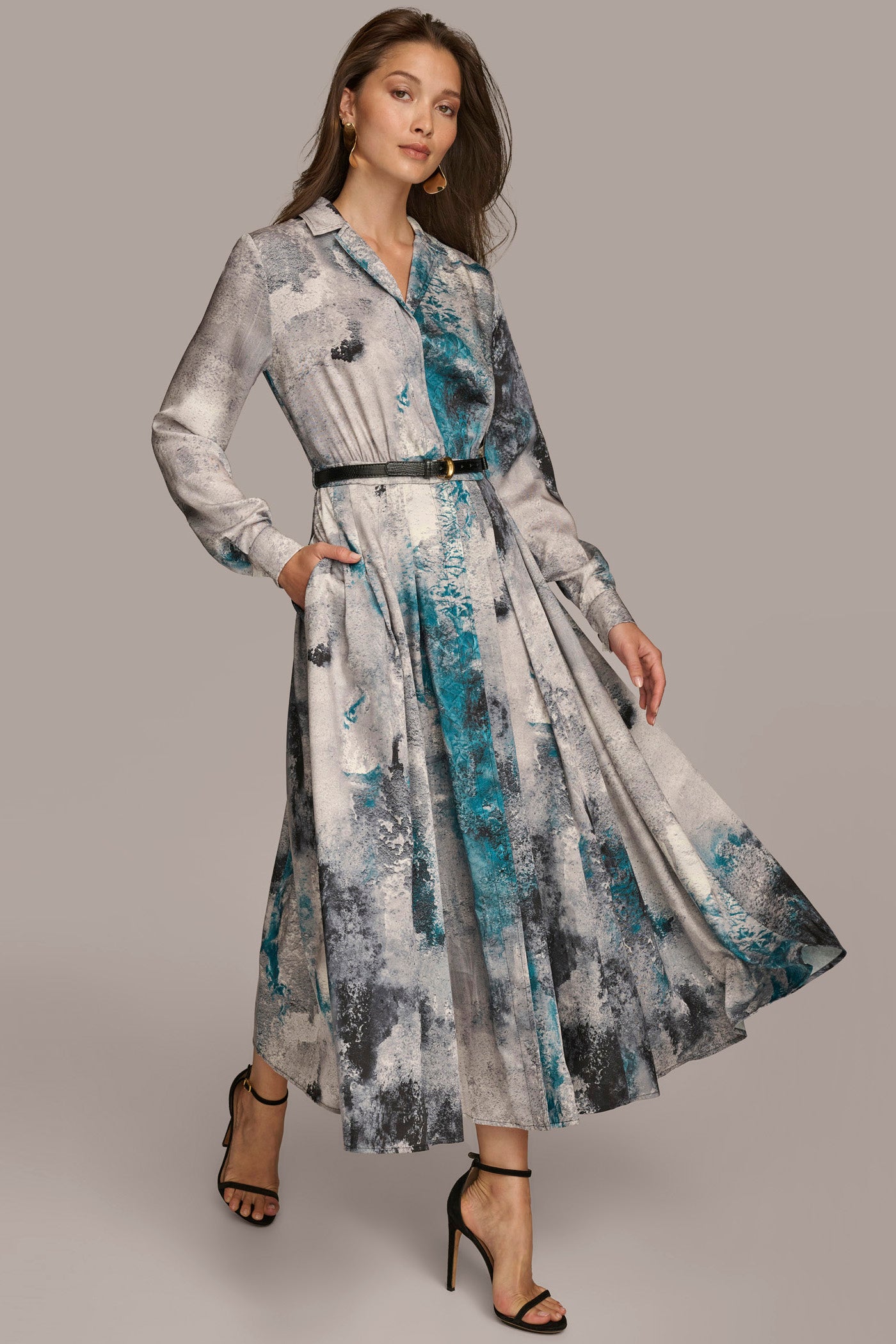 (image for) OTHERWORLDLY PRINTED BELTED SHIRT DRESS